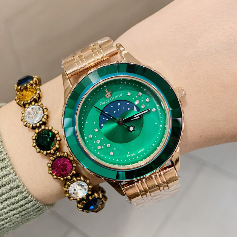 DACR New Style Super Beautiful Galaxy Dial Women's Watch Personalized ins Style Steel Band Women's Casual All-match Quartz Watch