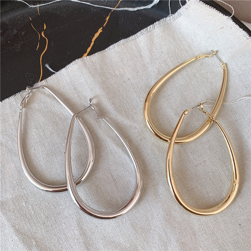 Korean Metal Simple Exaggerated Oval Drop Earrings display picture 3