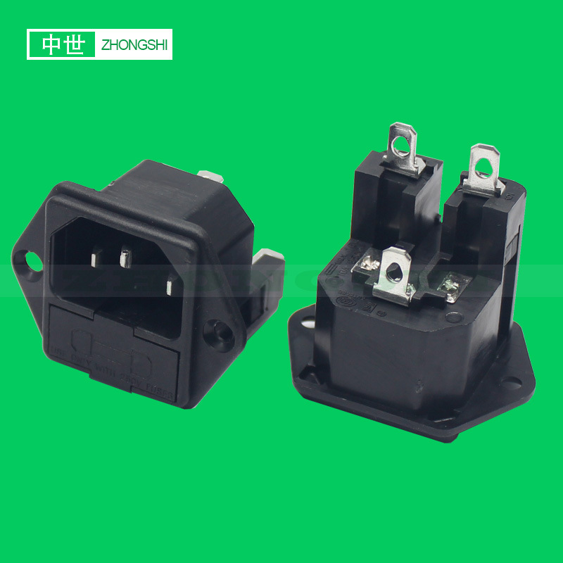 品字插座带双保险丝带耳朵 呼吸机投影仪医疗设备用 二合一插座