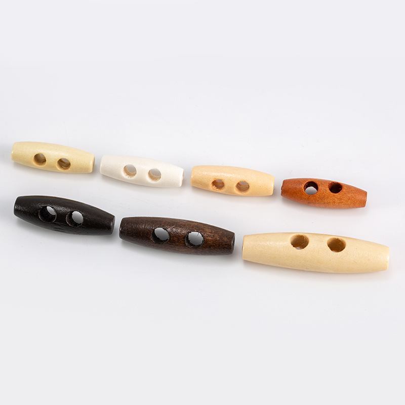 木质橄榄扣双孔牛角扣子 毛呢大衣配件天然木扣子