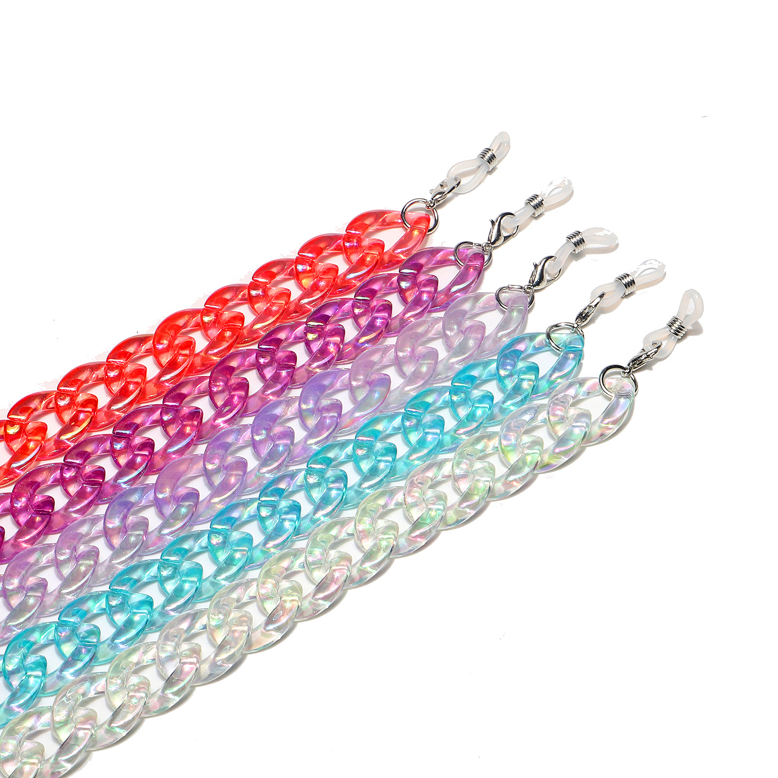 30g Weight Plastic Material White, Purple, Red, Cyan Color Acrylic Plastic Transparent Glasses Chain 无