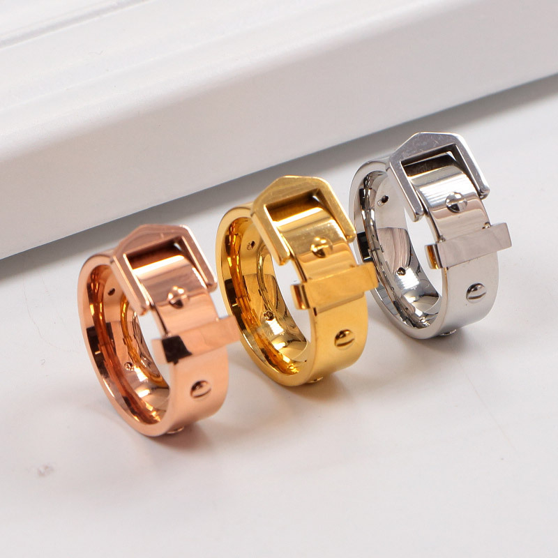Rhombus Pattern 1 Piece Fashion Rhombus Titanium Steel Plating Rings