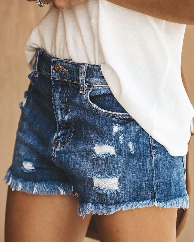 Women's Daily Streetwear Solid Color Shorts Washed Jeans display picture 2