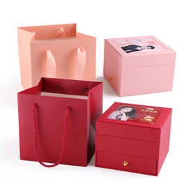 厂家直销现货珠宝首饰收纳盒戒指项链翡翠礼品袋正方形手提袋礼盒