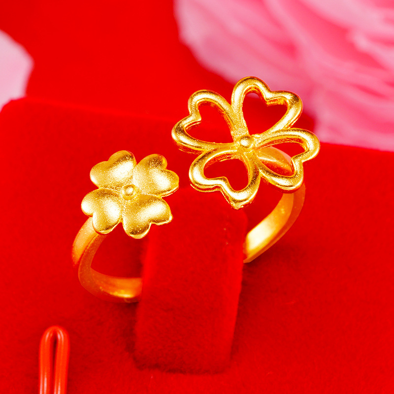 Exquisito antiguo oro imitación 24K oro amor anillo abierto moda femenina arena oro neto rojo vivo joyería al por mayor
