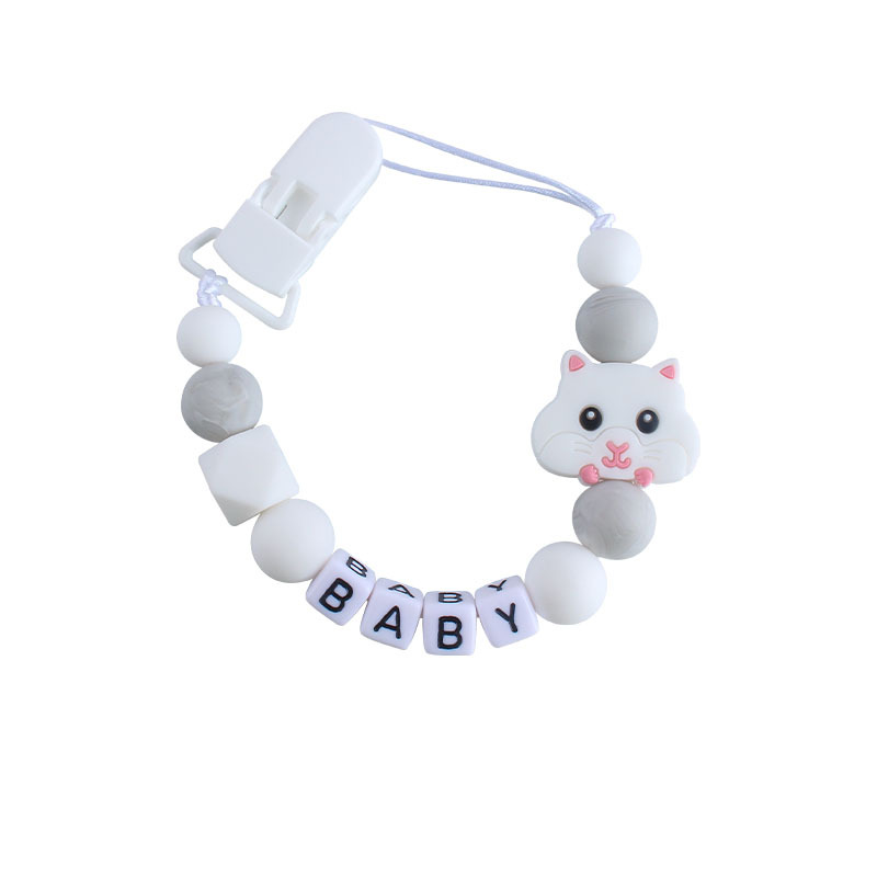 Nuevo plástico chupete clip DIY bebé nombre creativo chupete Cadena de dibujos animados de silicona hamster juguete teether