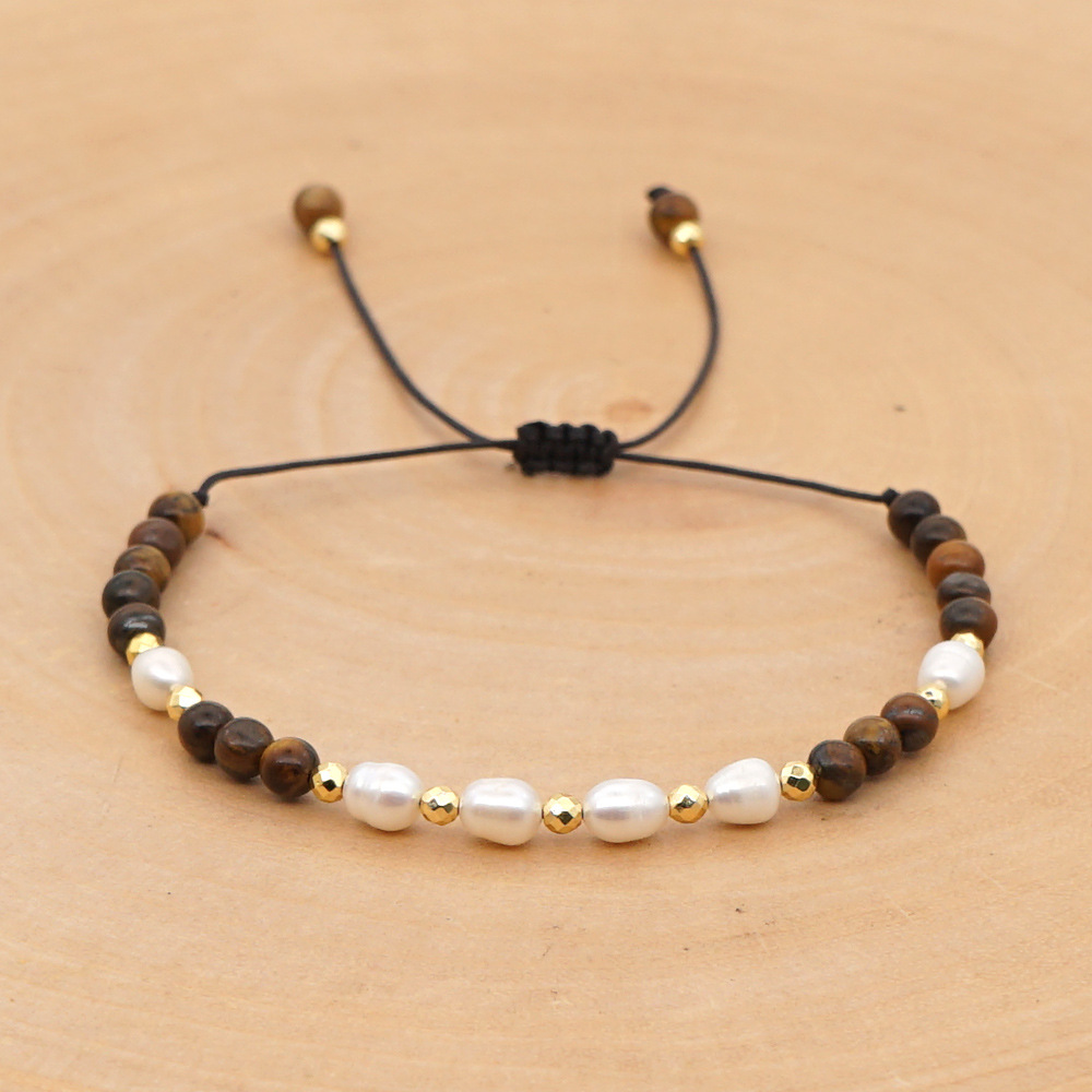 Fashion Creative Simple Friendship Rope Bracelet Female Natural Freshwater Pearl Semi Precious Stone Handmade Jewelry Nihaojewelry Wholesale display picture 2