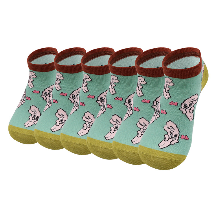 Calcetines de mujer de algodón para niños de otoño e invierno calcetines de barco jacquard de animales de dibujos animados lindos calcetines cortos de algodón para mujer