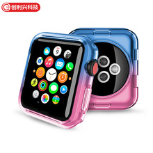 适用 iwatch7保护套渐变苹果6代手表壳TPU保护套watch手表壳透明