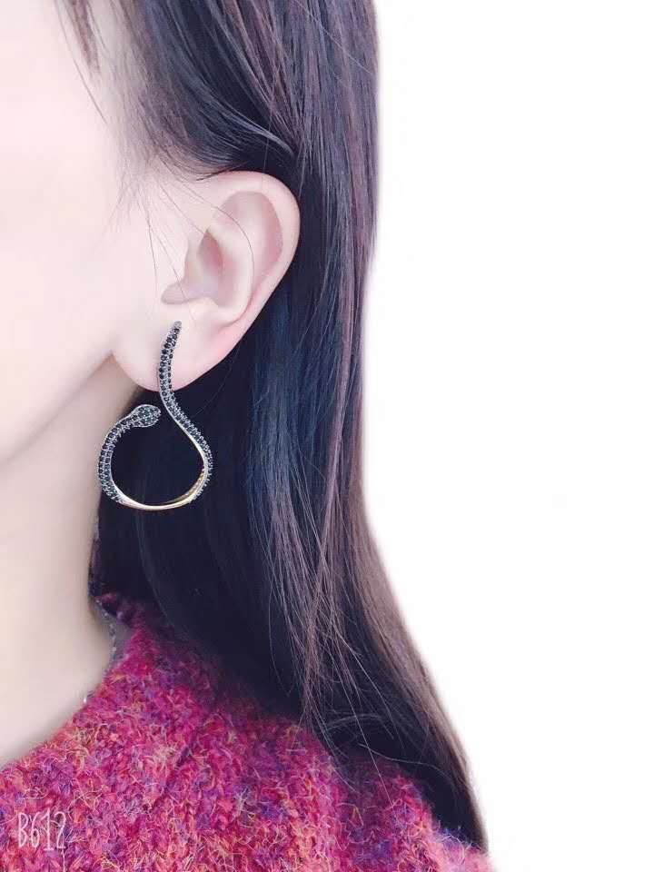 Curved Snake-shaped Earrings display picture 2
