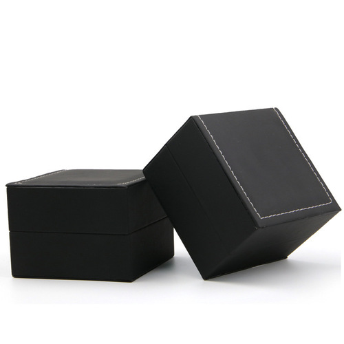 Watch box, gift box, jewelry box, black leather flip-top pu stitched watch box wholesale