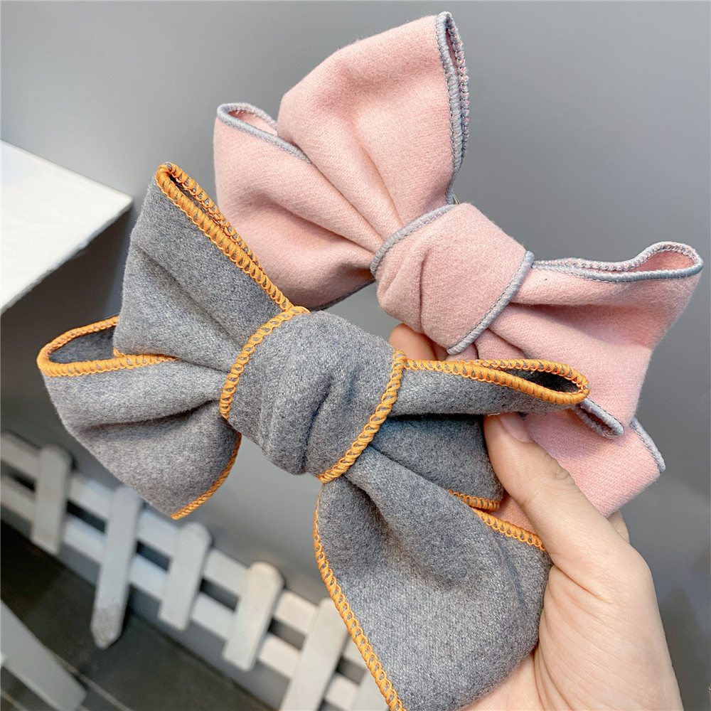 Flocking Woolen Fabric Big Bow Hairpin display picture 1