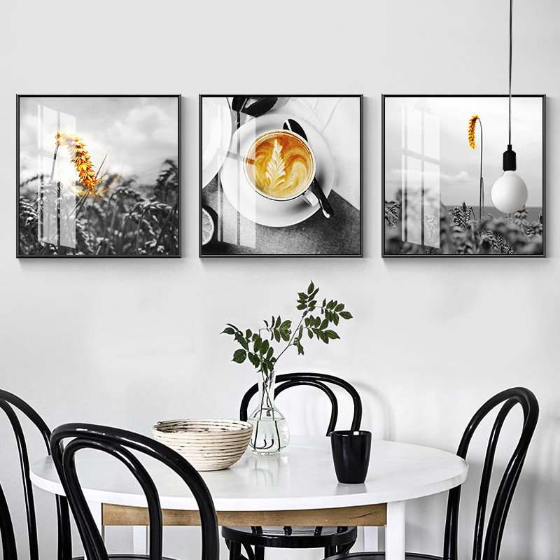 Nordic Restaurant Wall Decorative Painting Black and White Photography Modern Simple Hanging Painting Dining Room Kitchen Cafe Living Room Mural Painting
