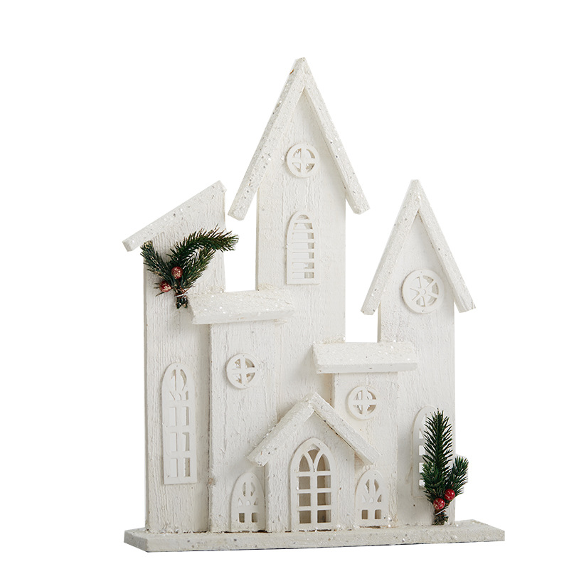 Casa de Navidad de madera decoración blanca con luces decoraciones de Navidad hotel centro comercial escenario de suelo props