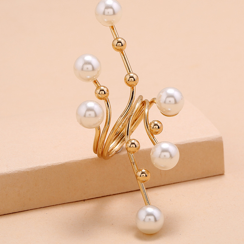 1 Piece Retro Geometric Alloy Plating Artificial Pearls Women's Open Ring display picture 4