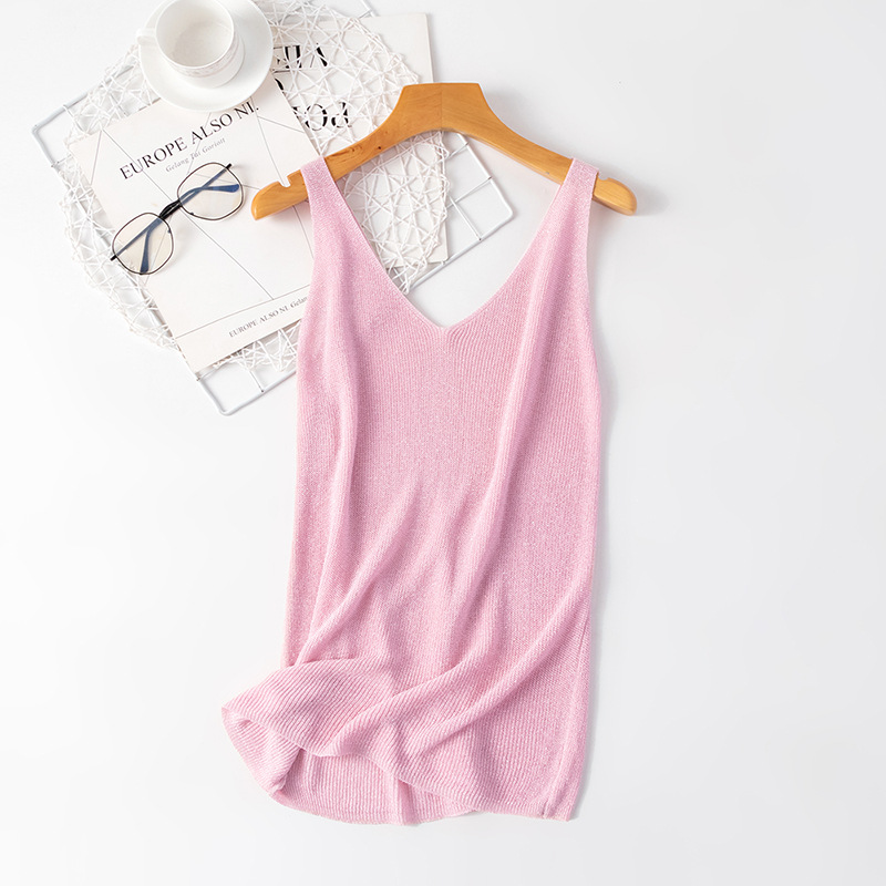 Casual, Daily Occasion Wholesale Women's Casual Simple Style Solid Color Bright Line Tank Tops