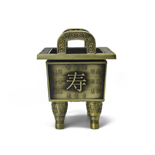 Manufacturer wholesale alloy copper tripod incense burner tripod household indoor Buddha offering antique square home decoration crafts