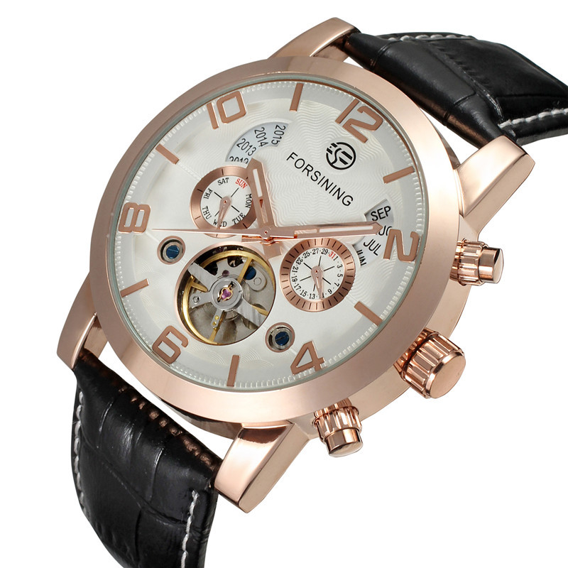 Forsining Fusini hombres de negocios reloj mecánico automático calendario multifuncional cinturón reloj mecánico 165