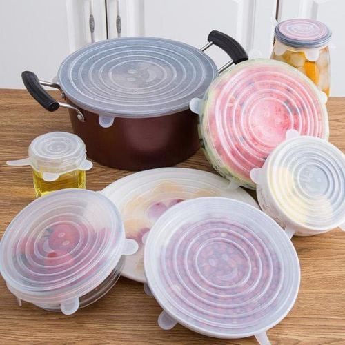 Amazon 6-piece set silicone food storage lids kitchen functional 6-piece set silicone bowl covers