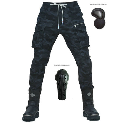 Pantalones de motocicleta Four Seasons pantalones casuales delgados monos de camuflaje negro pantalones de montar en motocicleta hombres y mujeres equipo de protección ajustable
