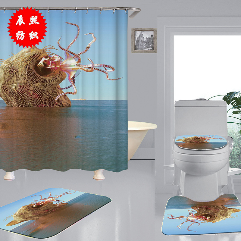 2022 new animal curtain creative digital printing shower curtain waterproof mildew-proof polyester hotel bathroom curtain