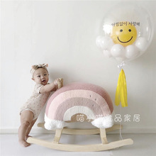 INS韓國兒童搖搖馬實木玩具嬰兒小寶寶木馬幼兒搖椅禮物大人可坐