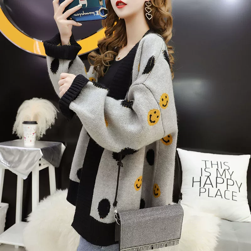 Женский вязаный кардиган в западном стиле с V-образным вырезом, Новинка осени 2023 года, свитер-пальто для женщин, топ средней длины в Корейском стиле в стиле преппи