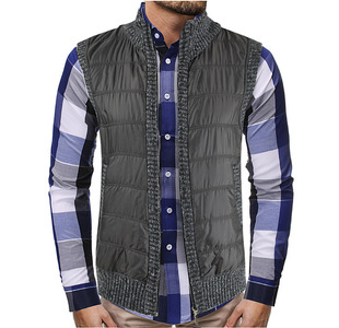 2023 Foreign Trade wish Autumn and Winter New Men's Vest Thickened Sleeveless Collar Solid Color Zipper Vest