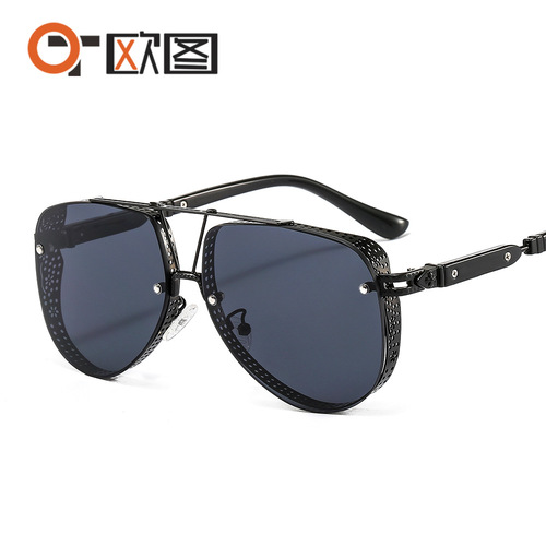 New metal mesh decorated men's sunglasses 2586 ocean color coating trendy European and American style sunglasses