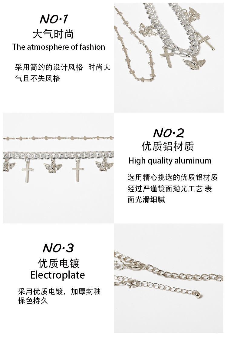 Hip-hop Necklace Cross Multi-layer Women's Suit Necklace display picture 6