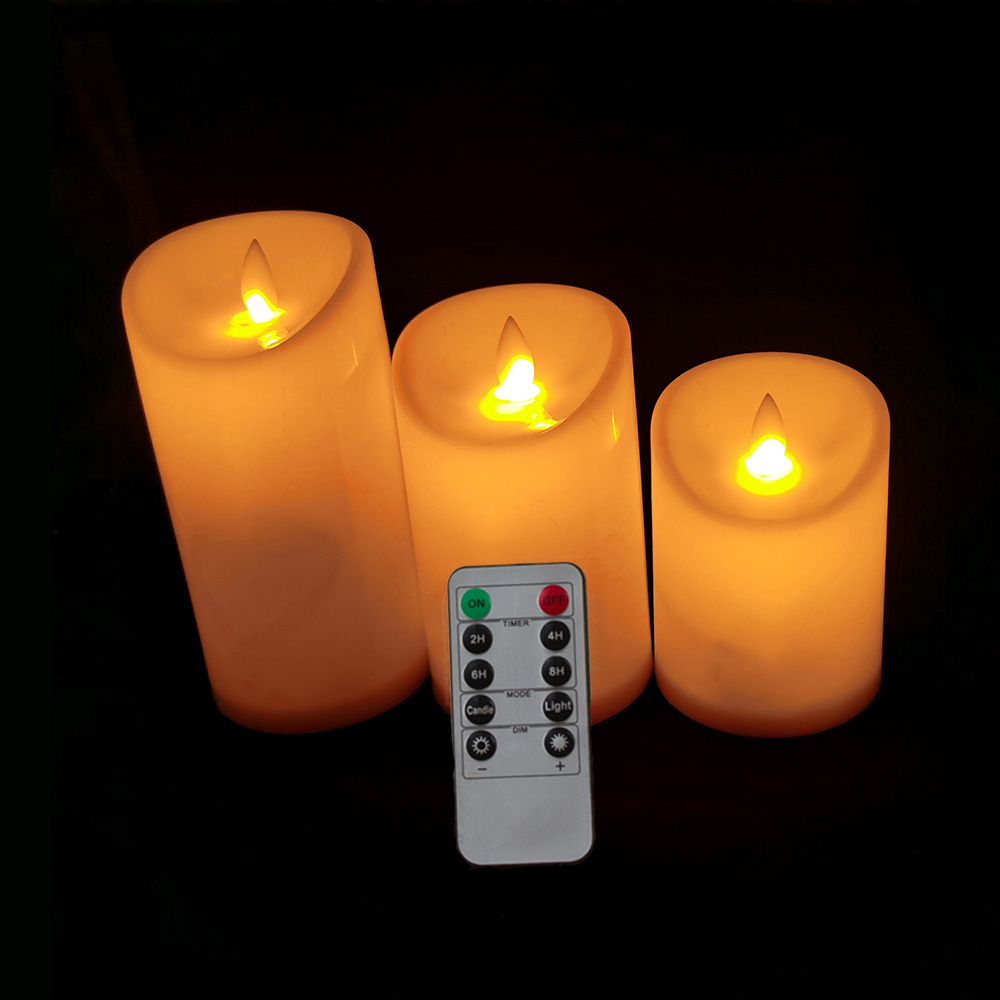 10 Button on the remote led Electronics Plastic Candle lamp Cylindrical oil lamp burning in front of the statue of Buddha Wedding celebration simulation swing Home Furnishing decorate Cross border