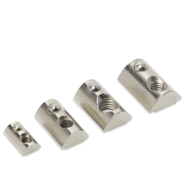 东莞现货供应 20 30 40 45铝型材配件 后置弹性螺母 弹珠螺母块M4