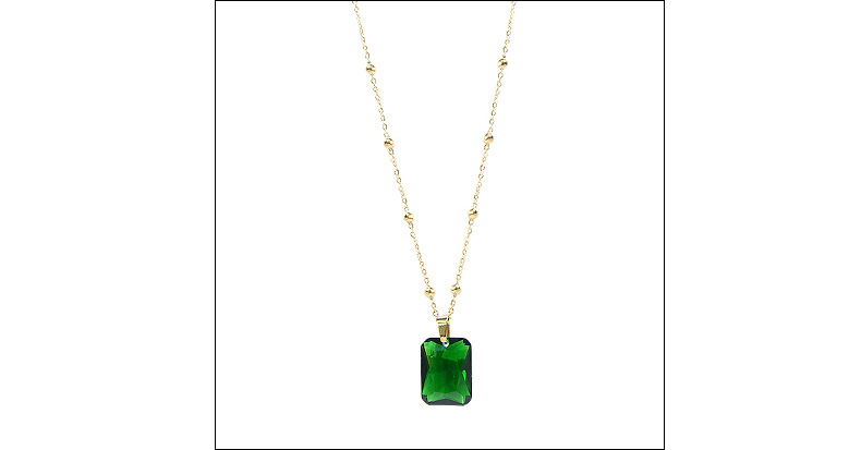 Collier En Acier Titane Minimaliste Avec Pendentif En Émeraude De Paon De Luxe Rétro Léger display picture 14