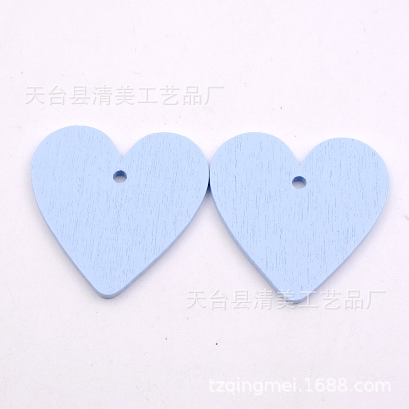 40mm color con agujeros corazones de melocotón accesorios de madera decoración de corazones de melocotón de color de madera pegatinas de pared 10 un paquete