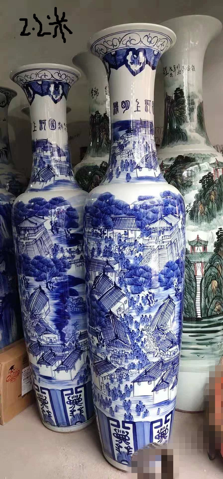 Керамическая ваза из Jingdezhen ручной росписи карта Qingming Shanghe керамический полевой цветочный сосуд для улицы открытие подарочная декоративная вещь