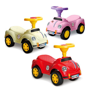 Cartoon Children's Car Red/Pink/Beige 3373 Детский скольжение Niuniu может сесть поросенка, чтобы скрутить машину
