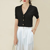 New summer V-neck ice silk knitwear short sleeve top