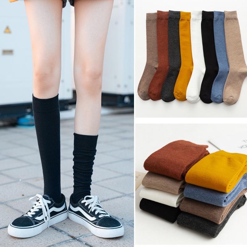 Autumn and winter new solid color calf s...