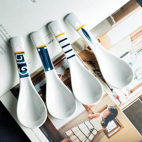 Wholesale Japanese tableware ceramic small soup spoon creative internet celebrity style