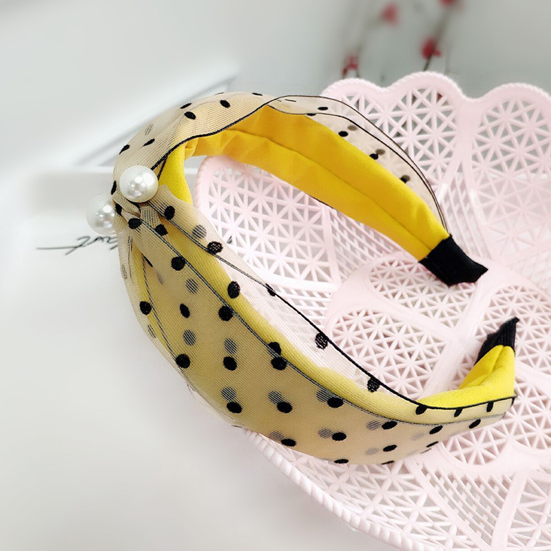 Korean Fashion Polka Dot Mesh Pearl Hair Band display picture 9