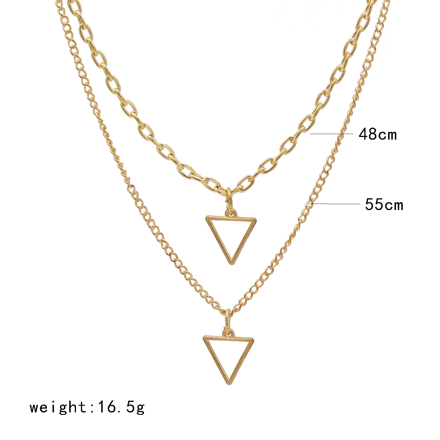 New Fashion Triangle Two-piece Heart Necklace Wholesale display picture 1