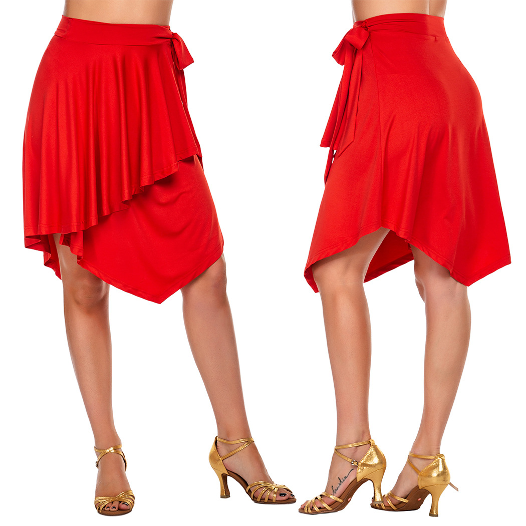 2020亚马逊新款春装瑜伽臀围欧美拉丁舞舞蹈服纯色性感半身裙