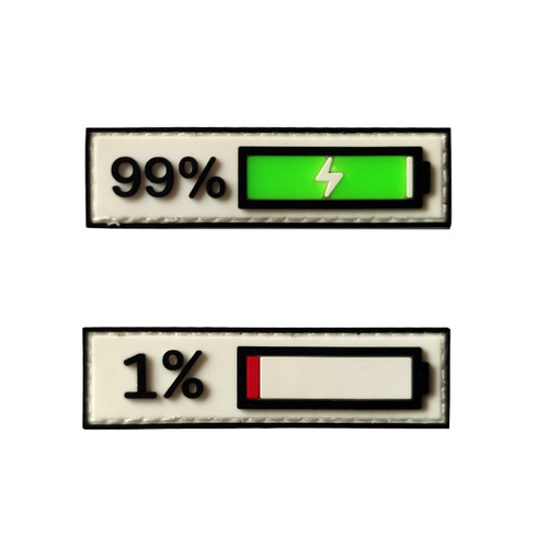 3D Personalized Velcro Badge PVC Waterproof Badge Charging 99% Remaining Battery 1% Morale Badge Embroidered Cloth Sticker