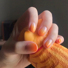 Ready-to-wear nail art, Instagram-worthy trendy design, gradient orange false nails—S91 finished nail stickers