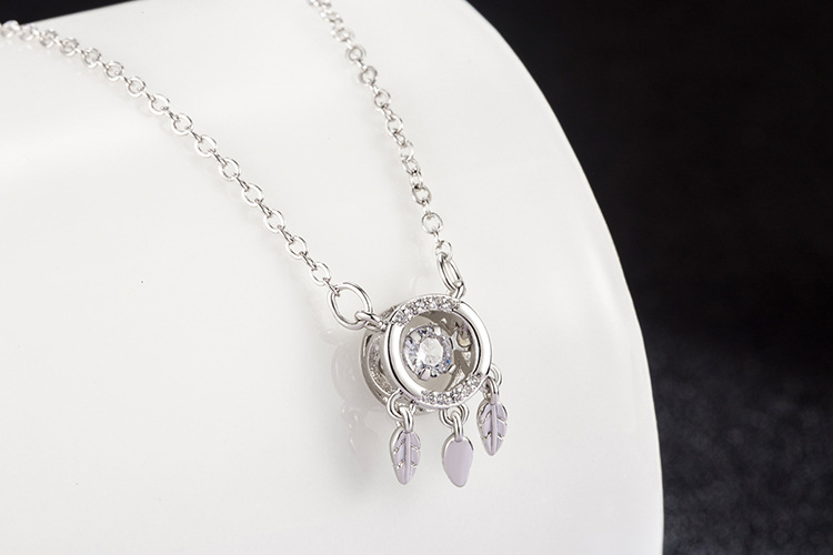 Korean dream catcher pendant copper necklace clavicle chain simple jewelry