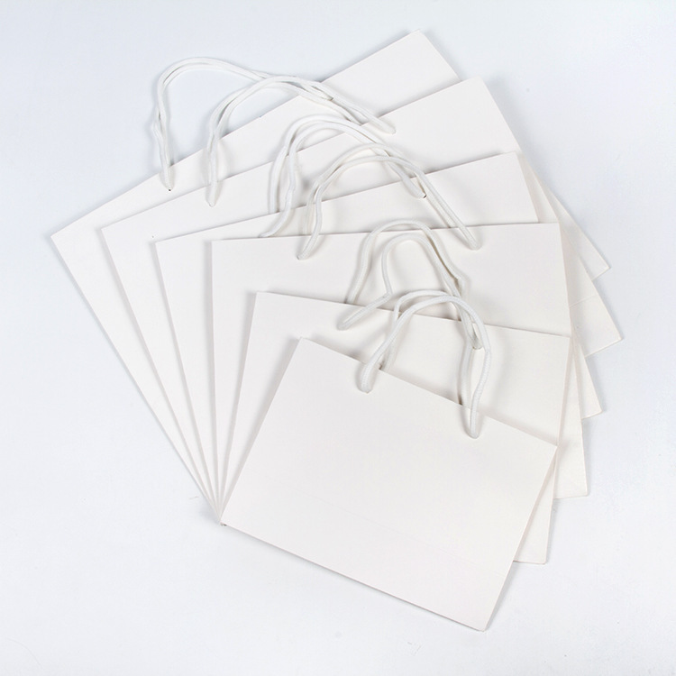 Pure color white cardboard paper bag sho...