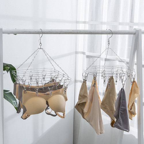 Multifunctional household stainless steel clothes drying rack, socks drying clip, creative disc underwear drying windproof clip hook