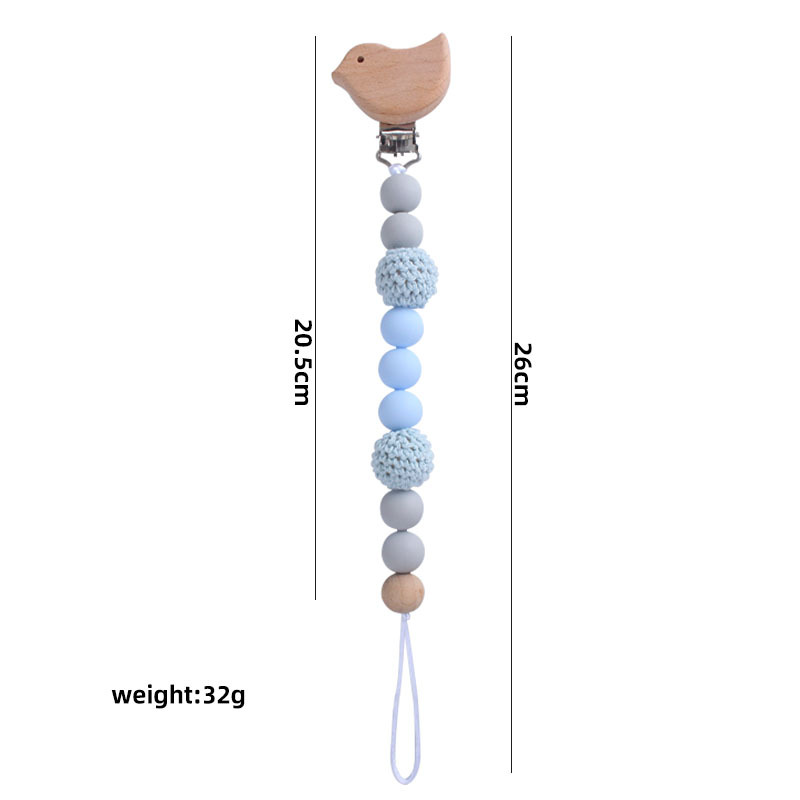 Animal de dibujos animados de haya chupete clip calmante Cadena de chupete de silicona suministros infantiles mordedor cadena anti-caída cadena anti-Perdida