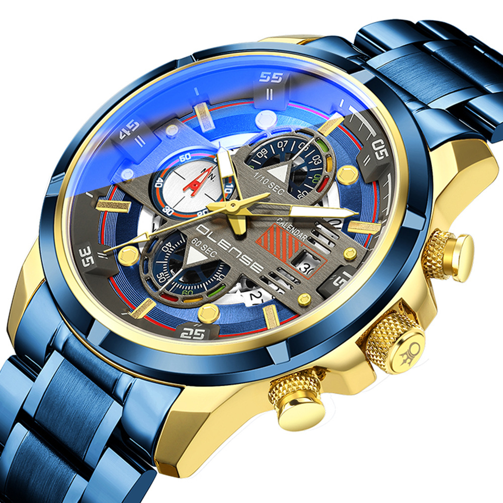 2023 Explosive Men's Sports Watch New Watch Blu Multifunctional Fashion Waterproof Watch Stainless Steel