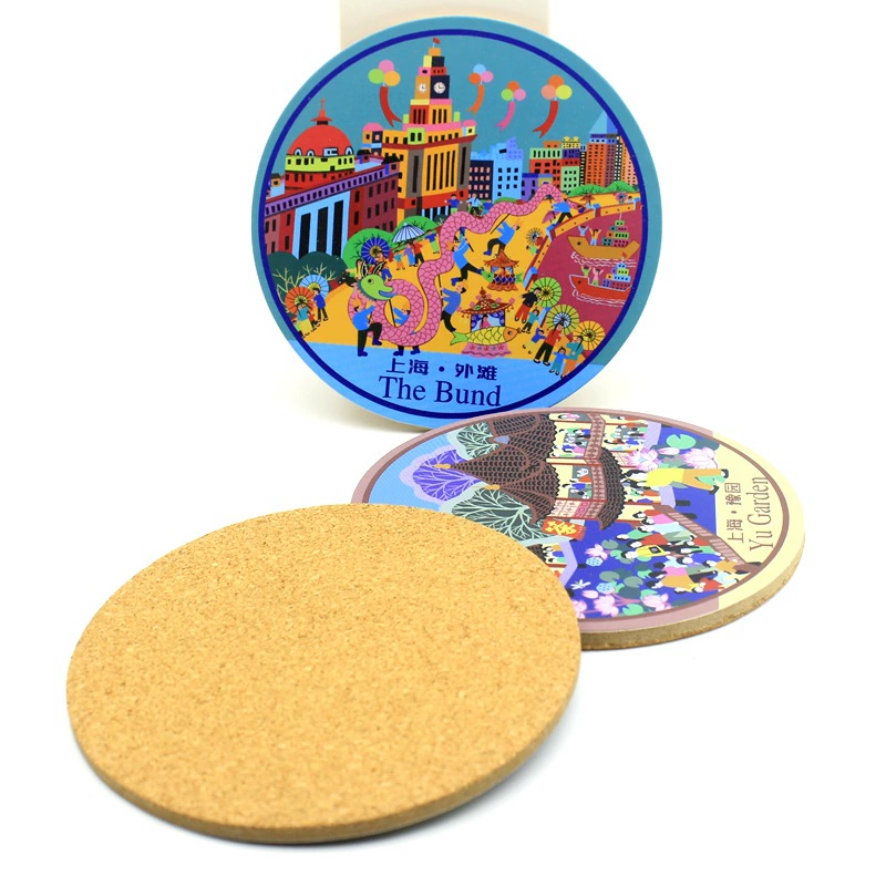 Пробковые подставки в китайском стиле водонепроницаемые Многослойные подставки из МДФ с круглой цветной печатью пробковые подставки с доставкой вовремя